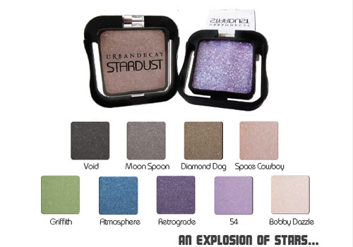 Urban Decay eyeshadow stardust swatches An Explosion of Stars from Urban Decay! The  new Stardust Eyeshadow for Spring 2010