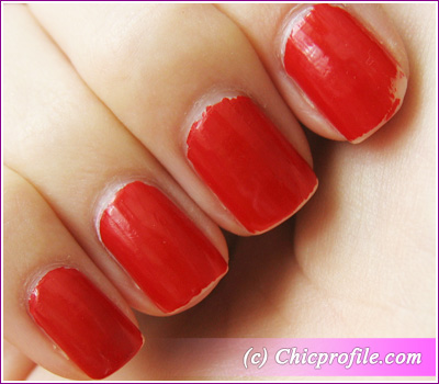 Essie Red Nouveau Nail Polish no top coat swatch Essie Red Nouveau Nail Polish from The Art of Spring 2010 Collection   Review + Swatches