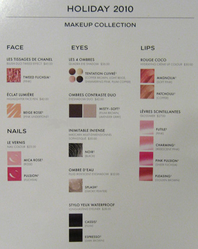 Chanel Holiday 2010 Color Collection detail Chanel Holiday 2010 Color Collection