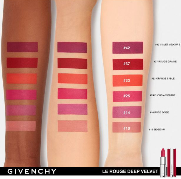 Givenchy-Le-Rouge-Deep-Velvet-Lipstick-Swatches - Beauty Trends and Latest  Makeup Collections | Chic Profile