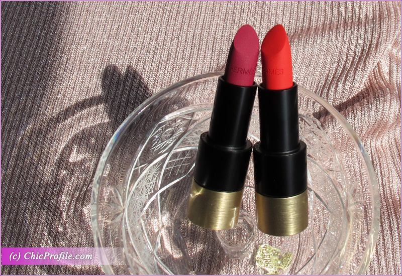 Hermes Rose Velours & Rouge Casaque Rouge Matte Lipsticks Review