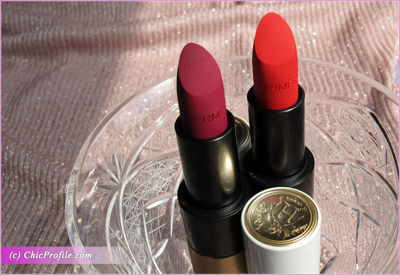 Hermes Rose Velours & Rouge Casaque Rouge Matte Lipsticks Review