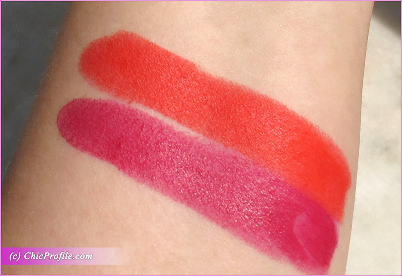 Hermes Rose Velours & Rouge Casaque Rouge Matte Lipsticks Swatches