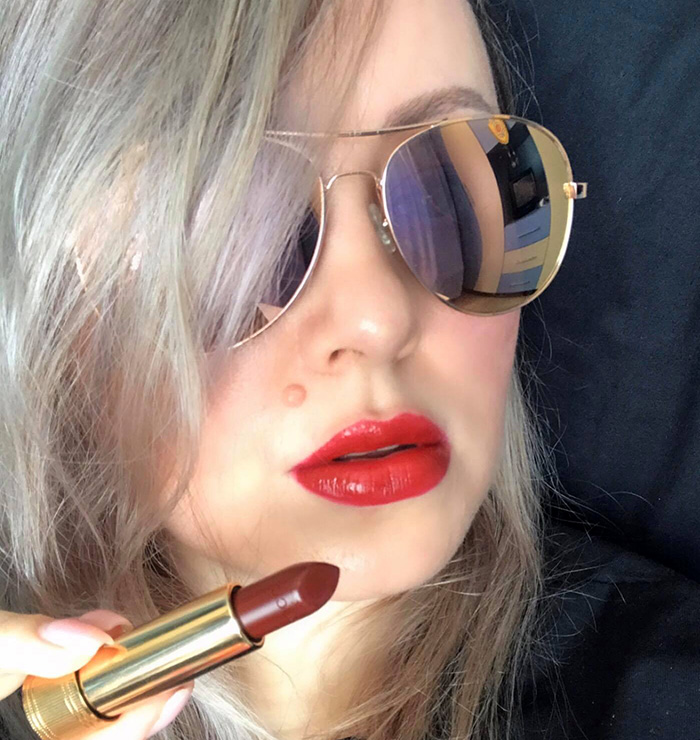 Gucci Louisa Red Satin Lipstick Makeup Look