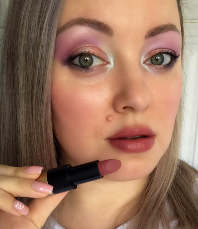 Hermes Rose Boise Lipstick Makeup Look