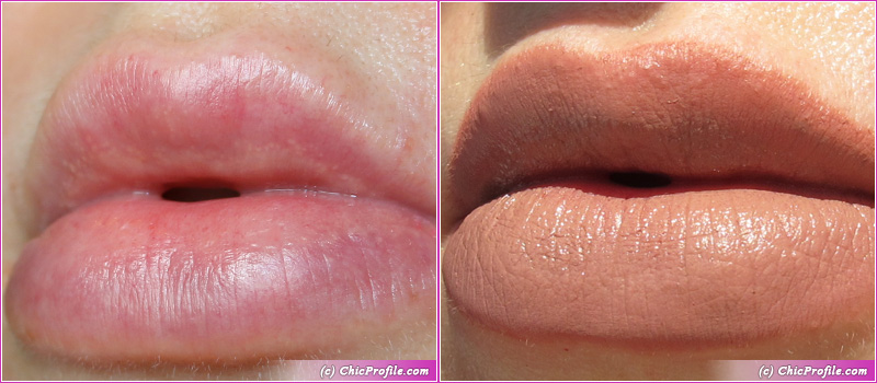 Full Color Matte Lipstick Mirthful Innuendo Lip Swatch Comparison