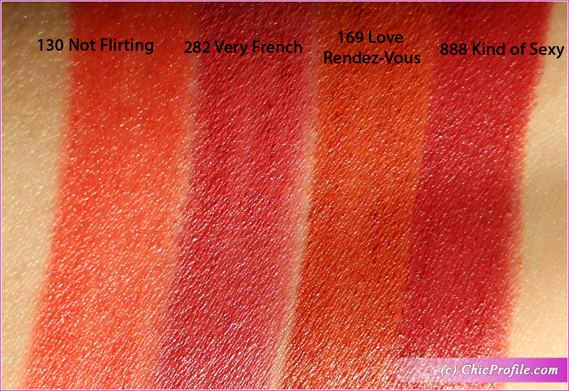 Lancome L'Absolu Rouge Intimatte Lipsticks Swatches