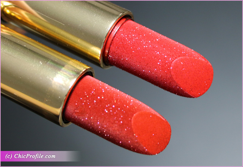 Lancome L'Absolu Rouge Crystal Flame & Crystal Sunset Precious Holiday Lipsticks Close Up