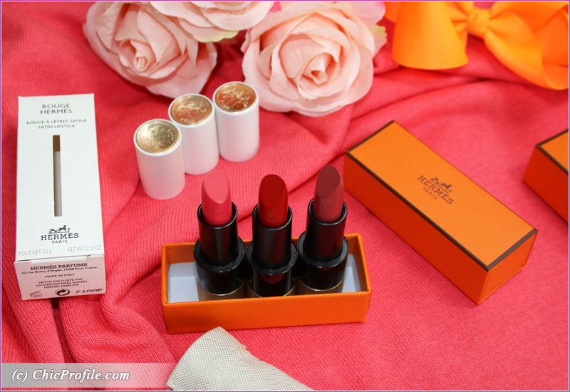 Hermes Rose Epice, Rose, Rouge e Satin Lipsticks Review