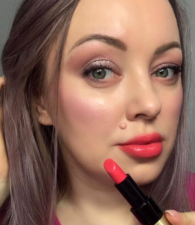 Hermes Rose Satin Lipstick Makeup Look