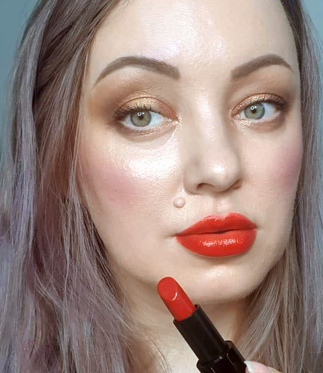 Hermes Rouge Amazone Satin Lipstick Makeup Look